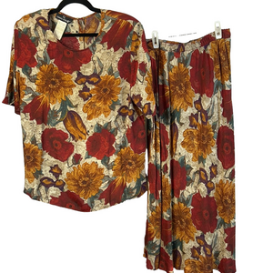 Vintage Carole Little Multicolor Floral Skirt Set Size 14 Like New